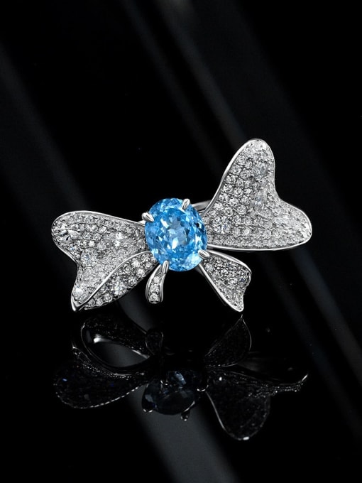 Deep Ice Blue [R 2572] 925 Sterling Silver Cubic Zirconia Butterfly Luxury Band Ring